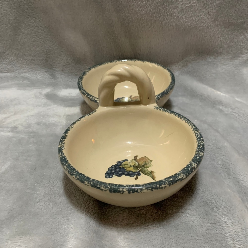 Home & Garden Party Stoneware Condiment Server Cream Purple Grape